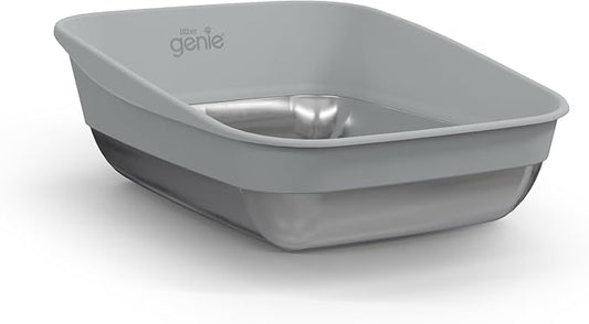 Litter Genie Platinum Stainless Steel Litter Box | Durable, Modern Design, 360° Visibility, Anti-Slip Pads