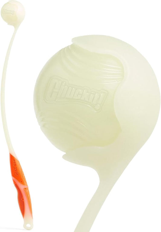 Chuckit Pro Fetch Toy Ball Launcher For Dogs; Compatible With Any Medium Chuckit! Medium Size 25 Inch + Glow Ball