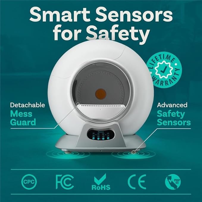 Self Cleaning Litter Box with Auto Safety Sensors for Multiple Cats - Automatic Cat Litter Box Self-Cleaning - Covered Odor Removal with APP Control - Compatible On All WiFi - Electric Robot