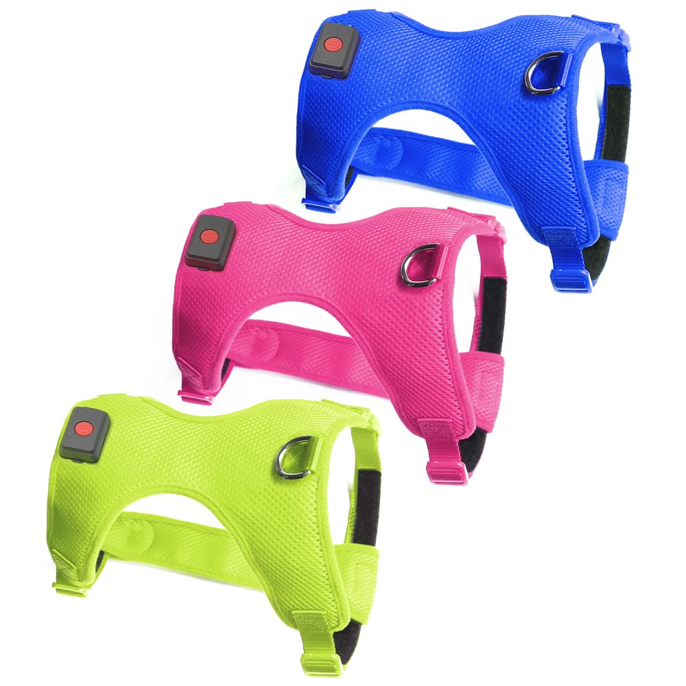 BSEEN LED Dog Harness, No Pull Light Up Dog Vest Rechargeable Lighted Pet Harness Safety Dog Lights for Night Walking (Rose Red, Medium)