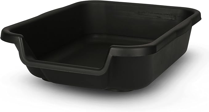 KittyGoHere Senior Cat Litter Box 2 Pack, Small Black Low Entrance Kitty Litter Box, Sized for Cats Comfort, Perfect for Senior and Arthritic Cats, Made in USA – Includes Long-Handle Jumbo Scoop