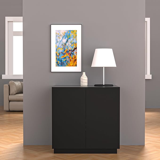 Large/Tall Litter Box Enclosure, Modern Wooden Litter Box Furniture for XL Litterbox with Hidden Storage as Sideboard Cabinet (Black)