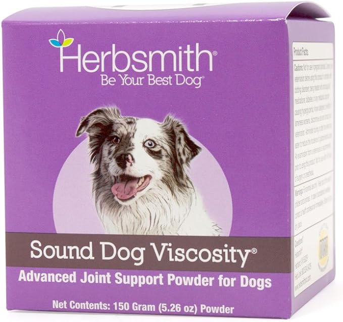 Herbsmith Sound Dog Viscosity – Advanced Joint Support for Dogs – Veterinarian Recommended Glucosamine for Dogs, Hyaluronic Acid, Chondroitin, MSM – 150g Powder