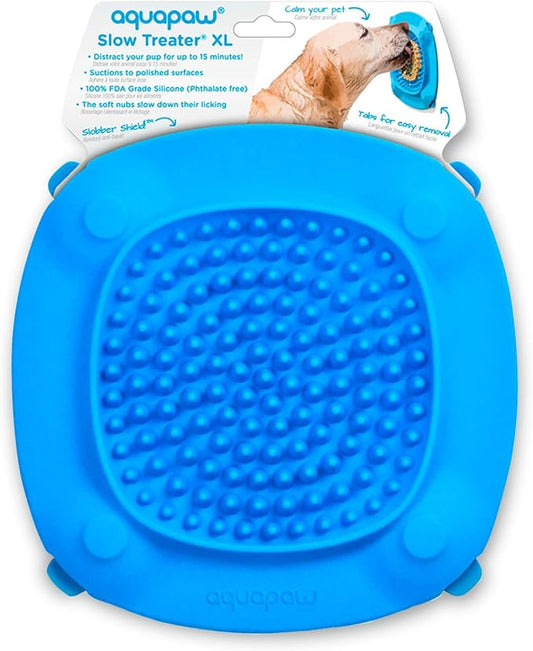 Aquapaw Lick Mat for Dogs with Suction Cups - XL, Blue, 1-Pack - Slow Feeder Lick Pads for Dogs & Grooming Enrichment - Food Mat for Peanut Butter Treats