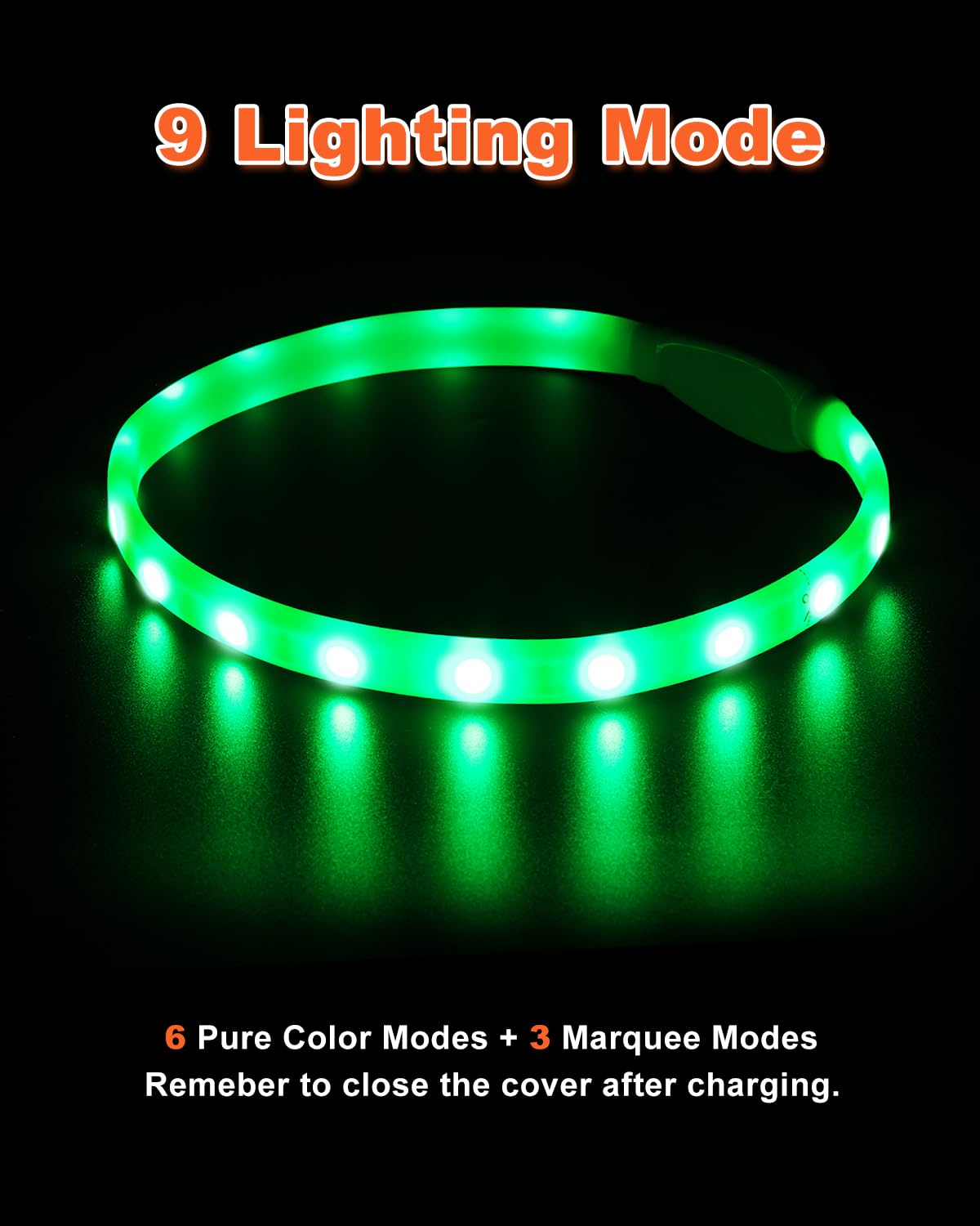 Led Dog Collar,9 Colors Light Up Dogs Collar USB Rechargeable Pet Safety Necklace,Brightest Adjustable Size Dog Collar Lights,High Visibility Glow in The Dark for Night Walking Small Medium Large Dogs