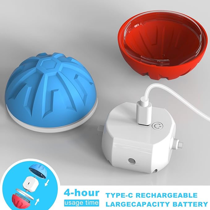 Dog Toys Dog Ball, Durable Motion Active Rolling Balls with Remote Control LED Light, Rubber Peppy Pet Balls for Medium Large Dogs, USB Rechargeable, 3.2-in Diameter (RedBlue)