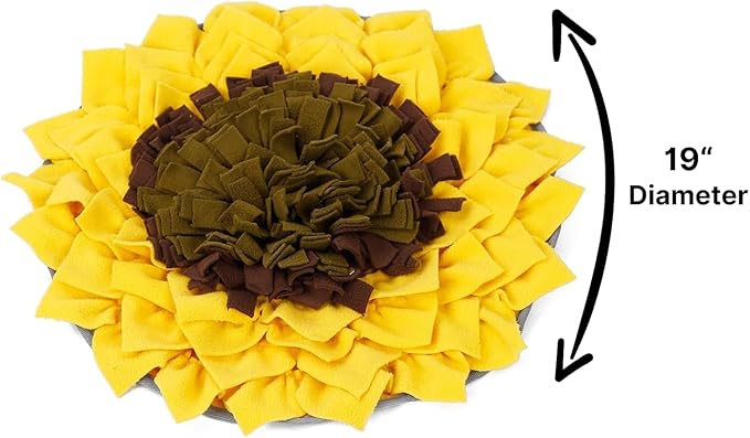 Snuffle Mat for Dogs Sunflower, Large Dog Snuffle Mat 19” x 19”, Plush Enrichment Toy Slow Feeder, Mental Health Puppy Chew Toys to Keep Them Busy, Machine Washable, Snuffle Mat for All Breeds Sizes