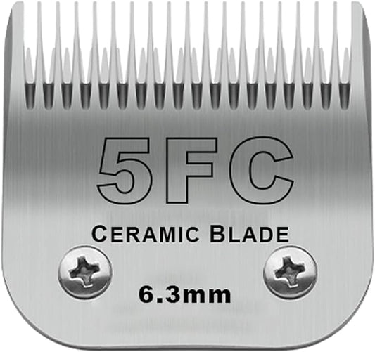 Detachable Pet Dog Grooming Clipper Ceramic Blades,Compatible with Andis Size 5FC 1/4”(6.3mm) Cut Length,Compatible with Oster A5,Wahl KM10 Series Clippers
