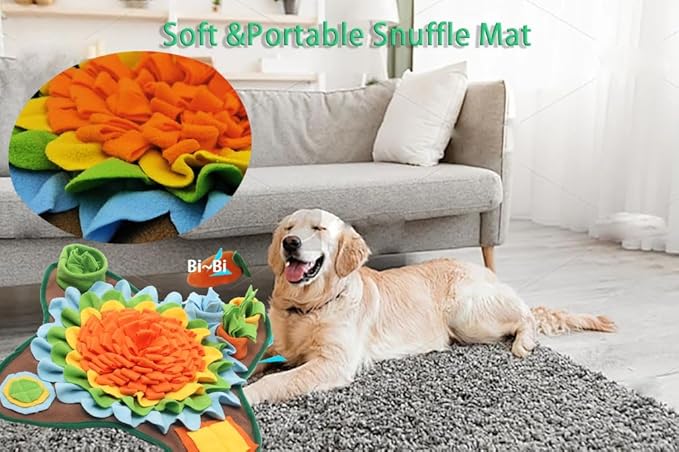 Dogs Snuffle Mat Pet Feeding Mats Puppy Sniffing Pad,Cat Doggies Interactive Puzzle Toys for Multiple Breeds Encourages Natural Foraging Skills,Training and Stress Release (Orange)