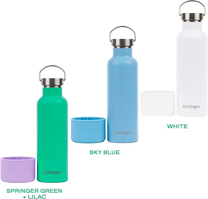 Springer Dog and Me 24oz Stainless Steel Insulated Water Bottle - Cold for 12+ Hours – Portable Dog Water Bottle with Integrated Travel Water Bowl for Dogs, Portable Dog Water Bottle – Lilac/Green