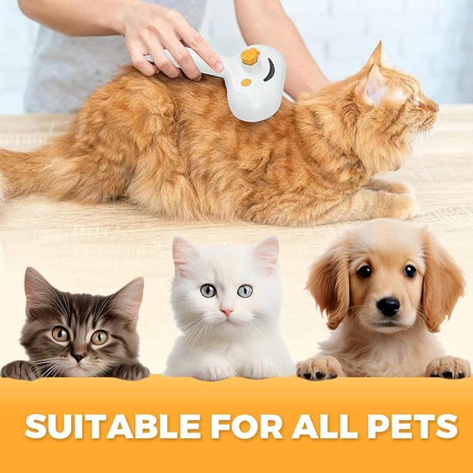 Comb for Cats Dogs, Cat Steam Brush, 3-in-1 Spray Hair Removal Comb for Shedding & Grooming, Effective Pet Brush for Indoor Cats (White)