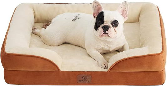 Bedsure Orthopedic Dog Bed Medium Size Dogs - Washable Medium Dog Cat Bed Waterproof, Comfort Pet Couch Sofa with Washable Removable Cover, Pets Bed with Nonskid Bottom, Ember Clay, 28"