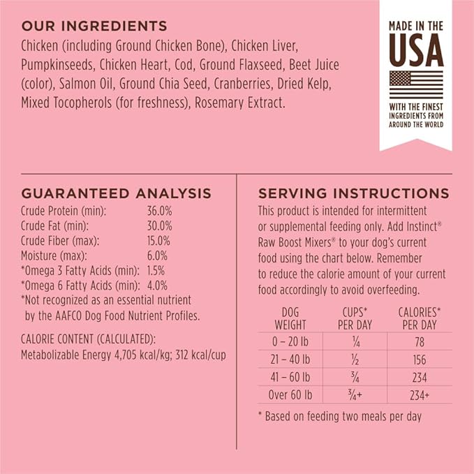 Instinct Raw Boost Mixers Skin & Coat Health Freeze-Dried Dog Food Topper, 12.5 oz. Bag