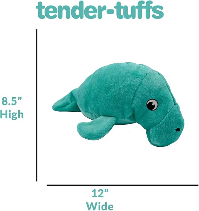 SmartPetLove Snuggle Puppy Tender-Tuffs - Large Marine Stuffed Manatee Plush Toy for Big Dogs - Puncture Resistant Squeaker