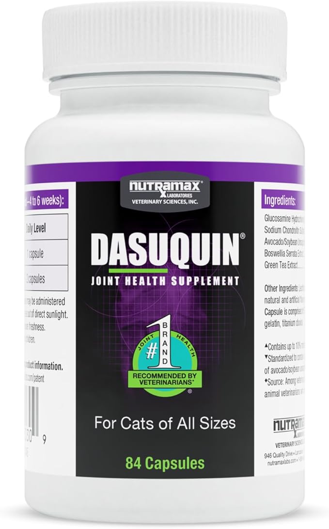 Nutramax Laboratories Dasuquin Joint Health Supplement for Cats - With Glucosamine, Chondroitin, ASU, Boswellia Serrata Extract, and Green Tea Extract, 84 Capsules
