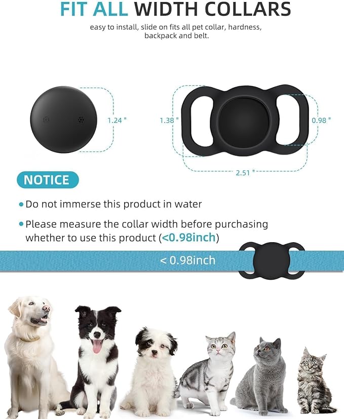 VB GPS Tracker for Dogs (1 Pack), Mini GPS Cat Tracker, Smart Pet Activity Tracker (iOS Only), No Monthly Fee, Compatible with Apple Find My, Anti-Lost, Finder Tag