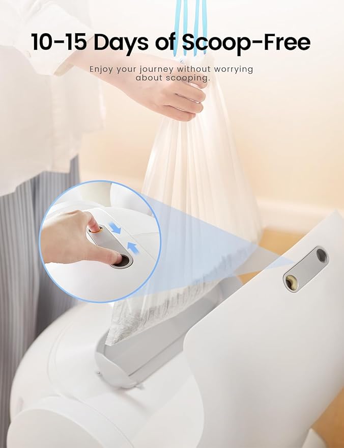 Self Cleaning Cat Litter Box, Ultra-Safe Protection Automatic Cat Litter Box, APP Control/Lower Entry/Large Capacity with 3 Rolls Liners & Mat LELOPETS