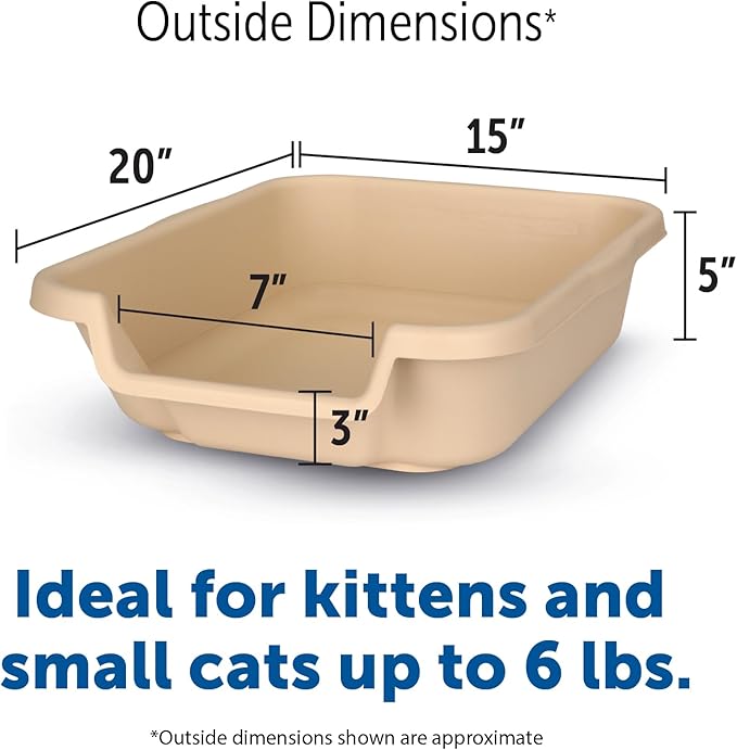 KittyGoHere Senior Cat Litter Box 1 Pack, Small Beach Sand Low Entrance Kitty Litter Box, Sized for Cats Comfort, Perfect for Senior and Arthritic Cats, Made in USA – Includes Long-Handle Jumbo Scoop
