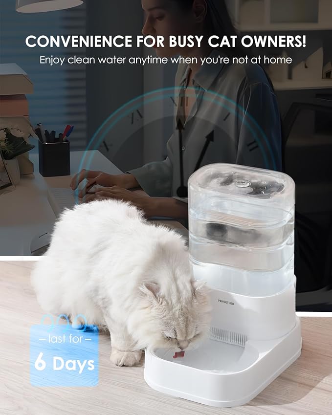 PAWGETHERยฎ Gravity Automatic Pet Water Dispenser with 1 Filter for Cats and Small Dogs 1 Gallon/3.5L Auto Pet Waterer Dog Water Dispenser, Easy to Fill