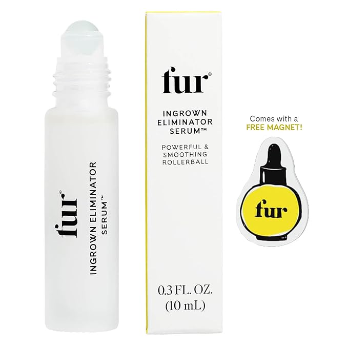 Fur Ingrown Eliminator Serum Rollerball Travel Size - Powerful Ingrown Hair Treatment Serum With AHAs and BHAs to Treat Ingrown Hairs and Bumps, Hydrates and Soothes Irritated Skin - 10 ml