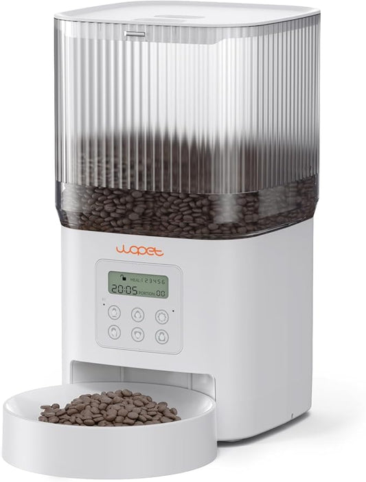 WOPET Automatic Cat Feeder, 4L Automatic Dog Feeder with 180-Day Battery Life, Programmable Cat Food Dispenser with Stainless Steel Bowl,1-6 Meals Per Day