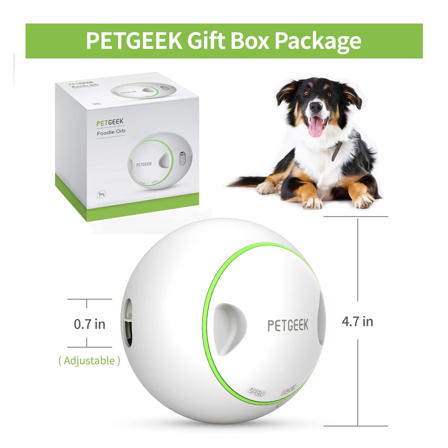 PETGEEK Interactive Treat Ball - Automatic Dispensing Dog Toys with IQ Training, Safe ABS Motion Balls