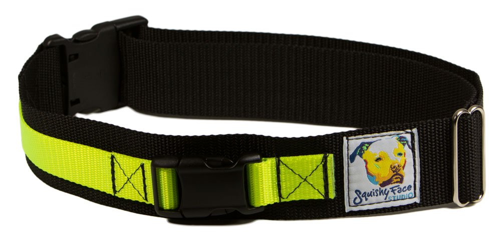 Squishy Face Studio Hands Free Dog Leash Belt - Medium-Large - Neon Yellow