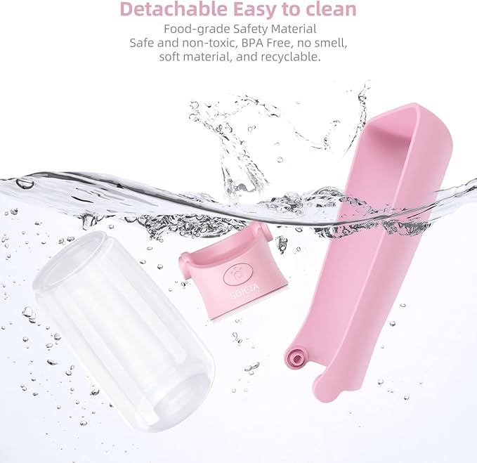 Portable Dog Water Bottle for Walking 19 OZ or 12 OZ Portable Pet Water Bottles for Puppy Small Medium Large Dogs Water Dispenser Pet Water Bowl Dog Accessories(19OZ Pink)