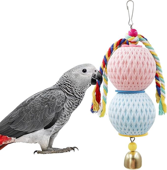 Bird Beak Grinding Stone, Parrot Chew Toys with Bells, Bird Toys, Cage Accessories for African Grey, Budgies, Amazon Parrots, Cockatiels, Lovebirds, Conures, Quakers, Small to Medium Birds