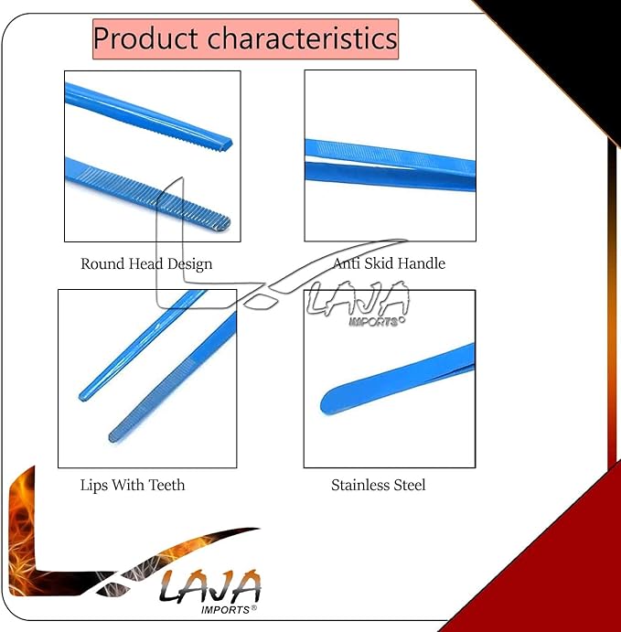 (Huge Jumbo Aquarium Aqua Tweezers) Thumb Dressing Forceps Serrated 24" Long Blue Coated for Educational Use