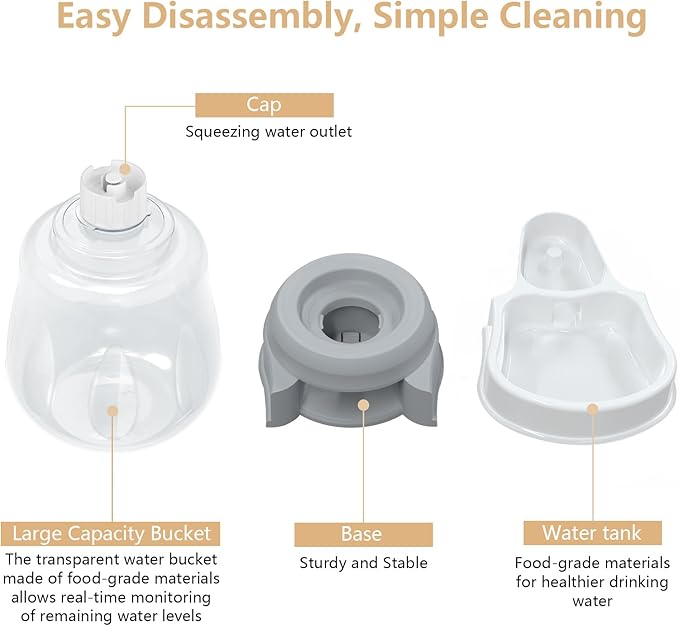 1 Gallon Automatic Dog Water Bowl Dispenser,Large Capacity Water Feeder for Cats and Dogs, BPA-Free,1 Gallon Grey