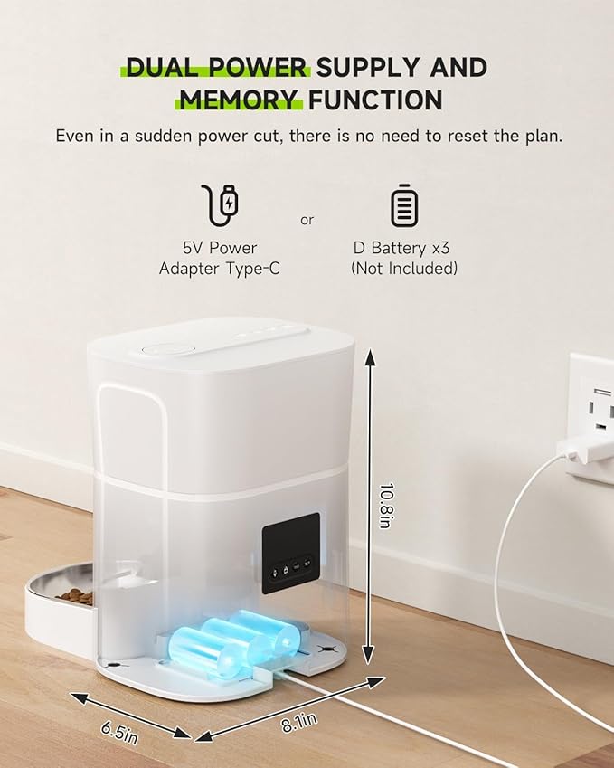 Cordless Cat Water Fountain Stainless Steel 4.5L +3L Automatic Cat Feeder, 5G & 2.4G Wi-Fi Cat Food Dispenser Pet Feeder Set, Pet Dry Food, 1-10 Meals Per Day