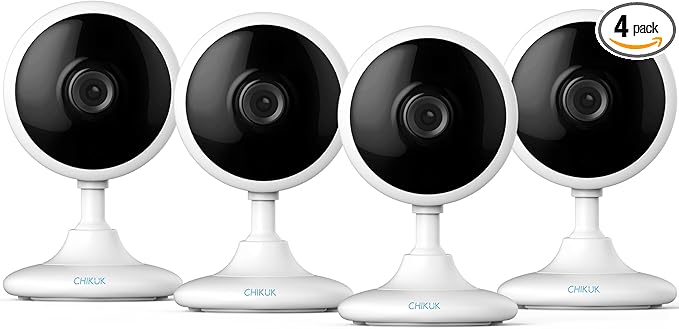 2K Home Security Camera, Indoor Camera for Dog/Pet/Elder/Baby Monitor, Smart Phone App Siren, 2-Way Audio, Advanced Motion Detection Night Vision, 4pcs,SD/Cloud Storage, Alexa Compatible