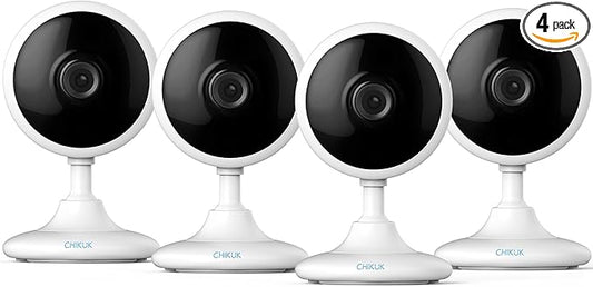 2K Home Security Camera, Indoor Camera for Dog/Pet/Elder/Baby Monitor, Smart Phone App Siren, 2-Way Audio, Advanced Motion Detection Night Vision, 4pcs,SD/Cloud Storage, Alexa Compatible