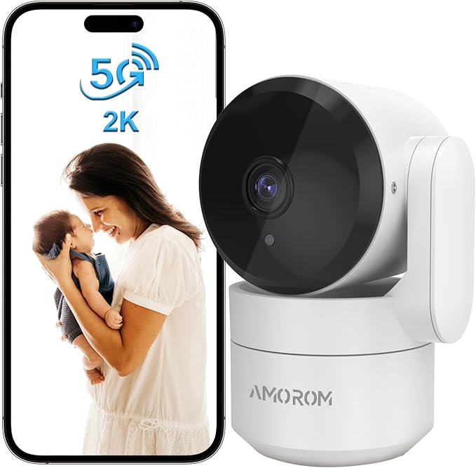 2K Pan-Tilt Indoor Security Camera, 360° Pet/Dog Monitoring, Motion Tracking, Night Vision, 2-Way Audio, Motion Alerts, Compatible with Alexa & Google Assistant (2.4GHz & 5GHz)