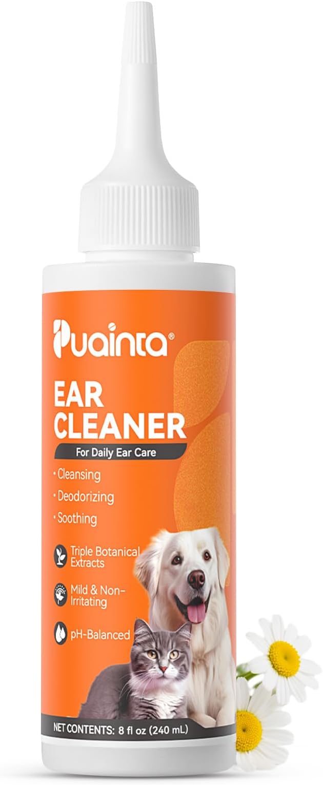 Ear Cleaner for Dog & Cats, Dog Ear Drop and Infection Treatment, Dog Ear Cleaning Solution- Cleaning,Soothing, and Deodorizing Itchy Ears - 8oz