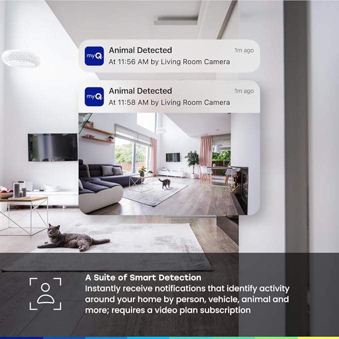 CHAMBERLAIN myQ Smart Indoor Security Camera – 1080p HD Video, Night Vision, Motion Detection, Wi-Fi, Two-Way Audio, Smartphone Control