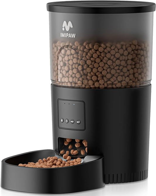 Automatic Cat Feeder - 3L Pet Dry Food Dispenser with Timed Programmable Portion Control, Dual Power Backup, Easy Set Up, 10 Meals Per Day for Cats and Puppies, Black(Remote Not Supported)