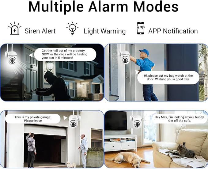 PEGATISAN 3MP WiFi Surveillance Security Camera Outdoor/Home/Dome, Pan-Tilt 360° View, 3MP, Motion Detection and Siren, 2-Way Audio,Full Color Night Vision, Waterproof