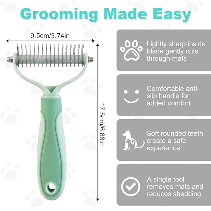3-in-1 Pet Steam Brush for Dog Cat,Double-Sided Undercoat Rake for Shedding & Grooming,Spray Pet Hair Removal & Deshedding Dematting Comb for Long Short Haired,2 PCS