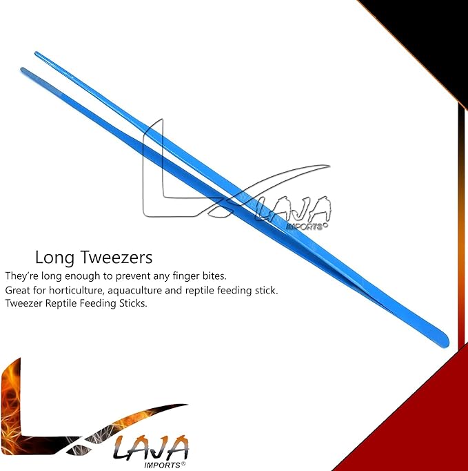 (Huge Jumbo Aquarium Aqua Tweezers) Thumb Dressing Forceps Serrated 24" Long Blue Coated for Educational Use