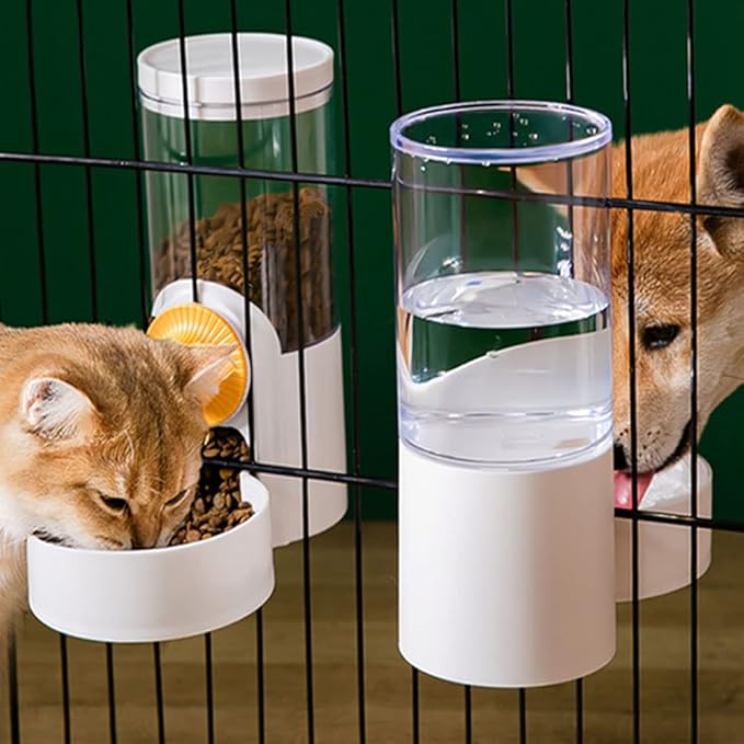 Pet Hanging Automatic Feeders Drinking Bowls 40oz, Auto Gravity Pet Feeding Water Set, Cage Pet Feeding Bowls Dispenser for Cats Dogs Puppy, Rabbit Hamsters Chinchilla Hedgehog (Blue-Water)