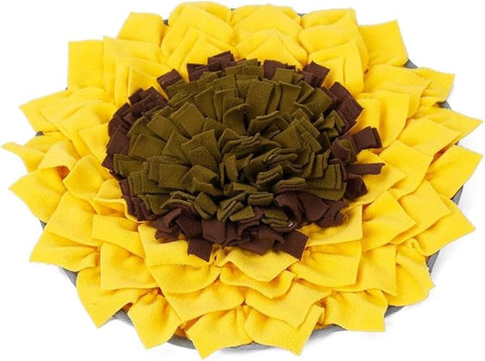 Snuffle Mat for Dogs Sunflower, Large Dog Snuffle Mat 19” x 19”, Plush Enrichment Toy Slow Feeder, Mental Health Puppy Chew Toys to Keep Them Busy, Machine Washable, Snuffle Mat for All Breeds Sizes