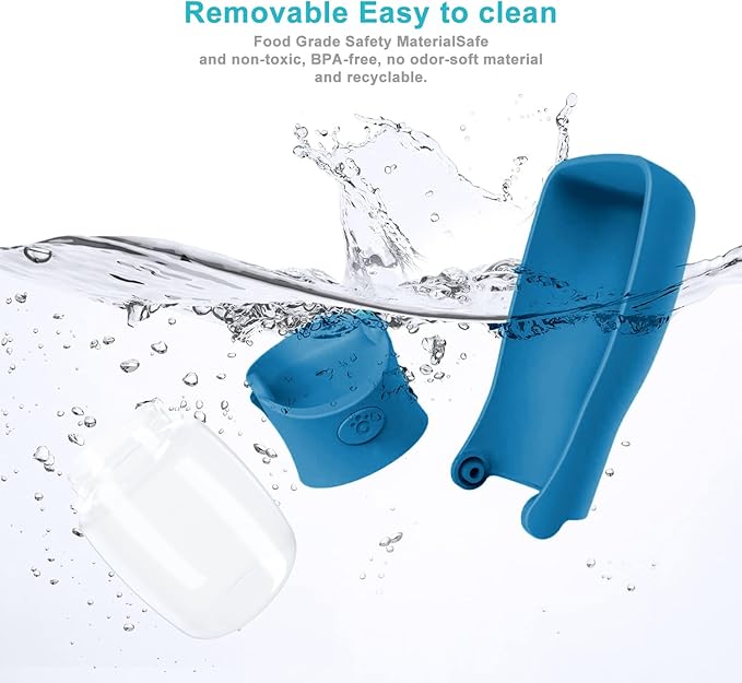 Portable Dog Water Bottle for Walking 19 OZ or 12 OZ Portable Pet Water Bottles for Puppy Small Medium Large Dogs Water Dispenser Pet Water Bowl Dog Accessories (19OZ Blue) (12OZ Dark Blue)