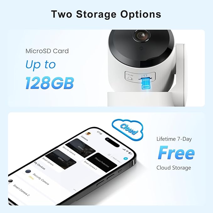 Indoor Security Camera 360° with Pan/Tilt, Pet Dog Baby Monitor, 1080P HD Night Vision, Motion Detection, 2-Way Talk, Alexa & Google Home Compatible (2.4GHz WiFi)