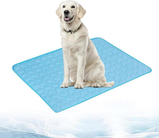 2025 New Dog Cooling Mat, Washable Portable Pet Coolings Pad for Dogs, Portable Dog Cool Bed for Indoor Outdoor- Keep Chill (Blue, X-Large, 38"x26.5")