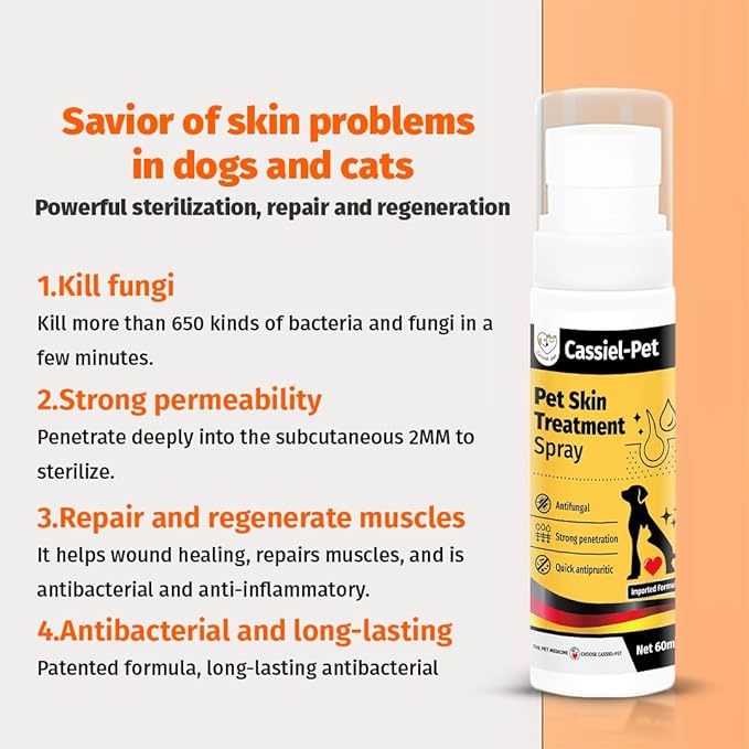 Hot Spot Spray for Dogs, Itch Relief Spray & Hot Spot Treatment for Dogs, Helps Alleviate Allergies Dry Itchy Skin, Wound Care Spray for All Animals, 2.02oz