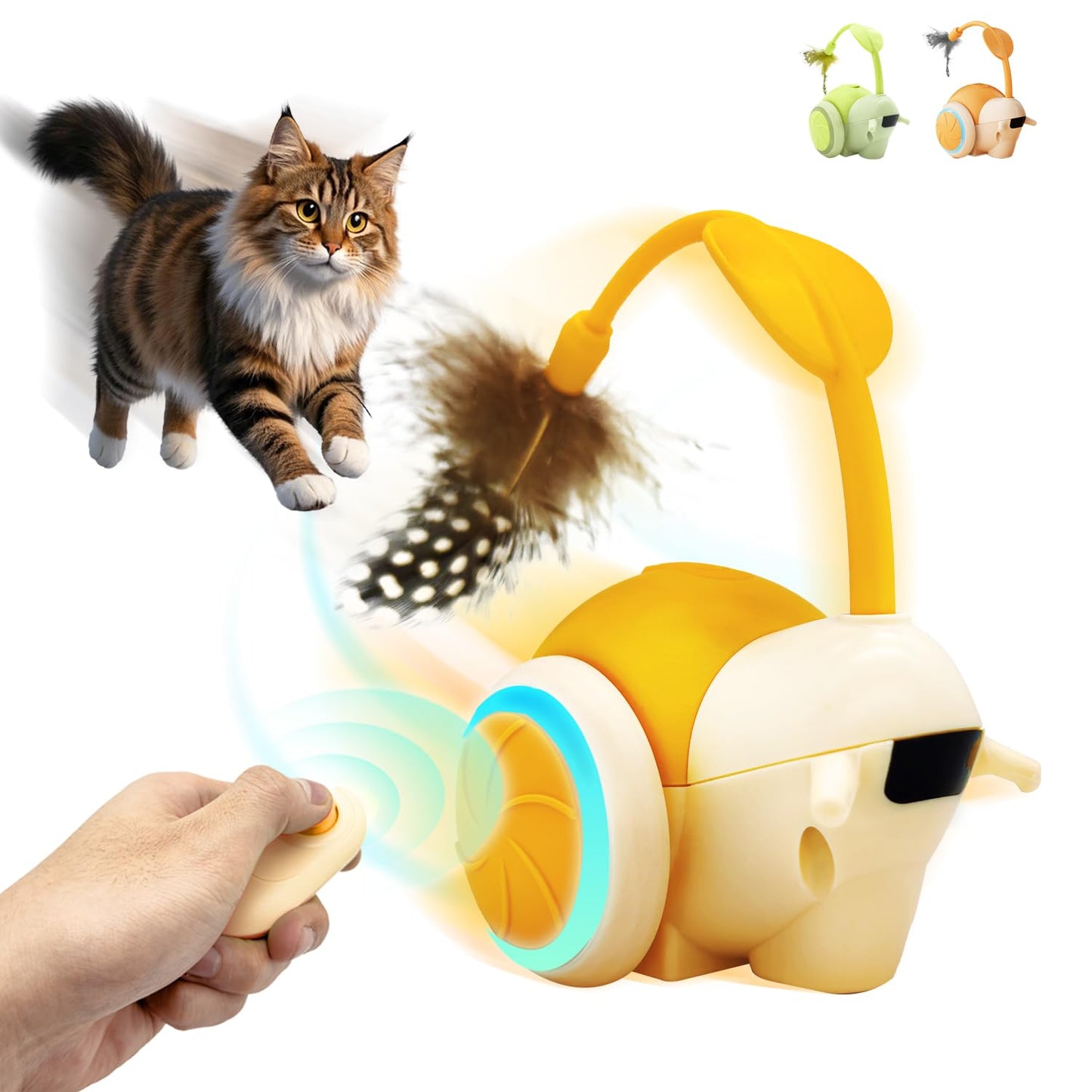 Interactive Cat Toy for Indoor Cats, Automatic Smart Obstacle Avoidance Interactive Cat Toys for Indoor Cat (Orange)