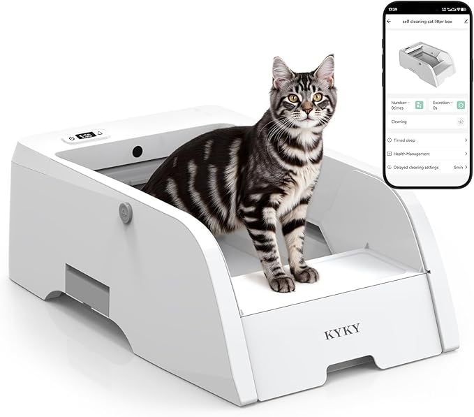 Self Cleaning Litter Box, Upgraded Automatic Cat Litter Box Self Cleaning with APP Control, Large Open Design for Single/Multiple Cats, Anti Pinch and Odorless