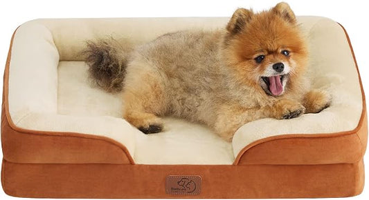 Bedsure Orthopedic Dog Beds for Small Dogs - Washable Small Dog Cat Bed Waterproof, Comfort Pet Couch Sofa with Washable Removable Cover, Pets Bed with Nonskid Bottom, Ember Clay, 24"